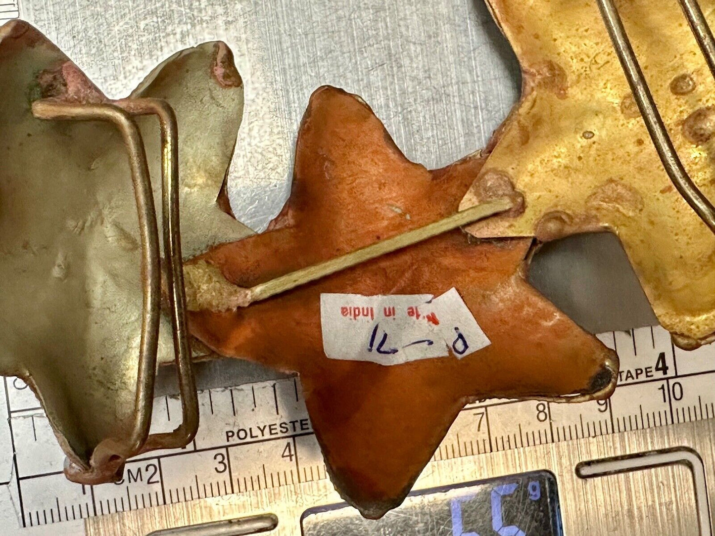 Three connected Starfish Mixed medal & colors , India vibe NOS belt buckle
