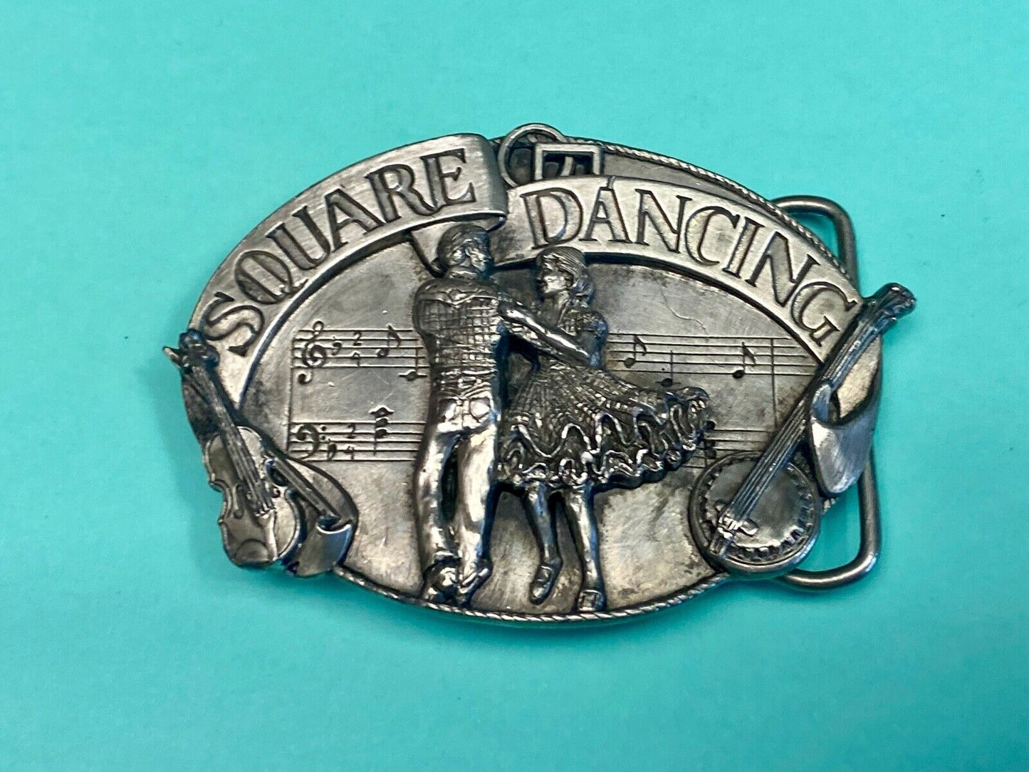 Vintage 1985 Western Country Line Square Dancing Belt Buckle By Siskiyou