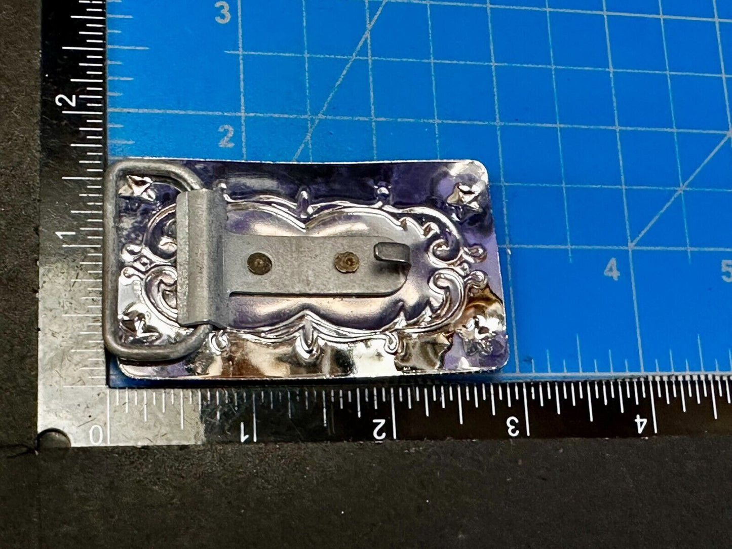 Texas Longhorn Steer Bull Rodeo Two Tone Ornate Western Small Vtg. Belt Buckle