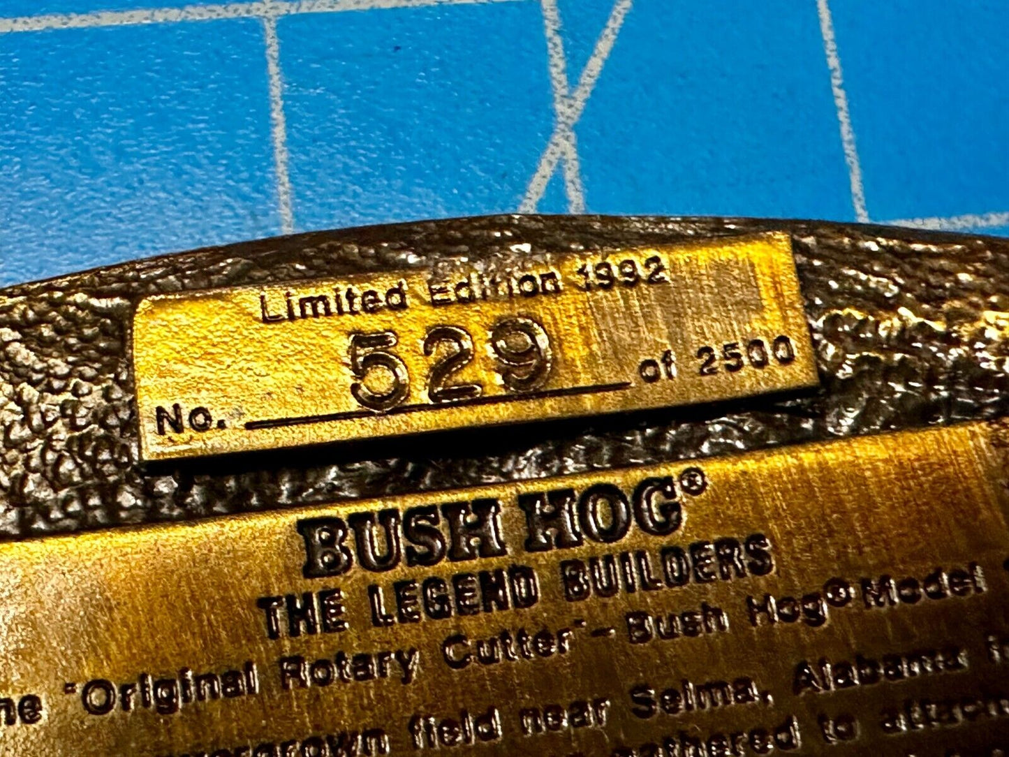 1992 Bush Hog The Legend Agriculture Machine Co. Commemorative Belt Buckle