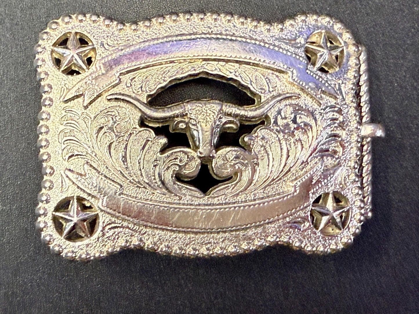 Texas Lonestar Longhorn Cow Bull Head Steer Silver Tone Cowgirls Belt Buckle