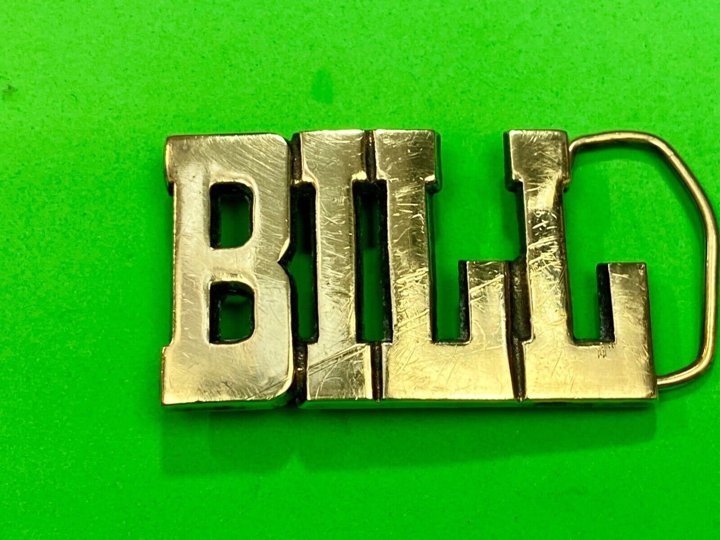 Bill - Name in Cutout block letters solid brass belt buckle by Sector Brass