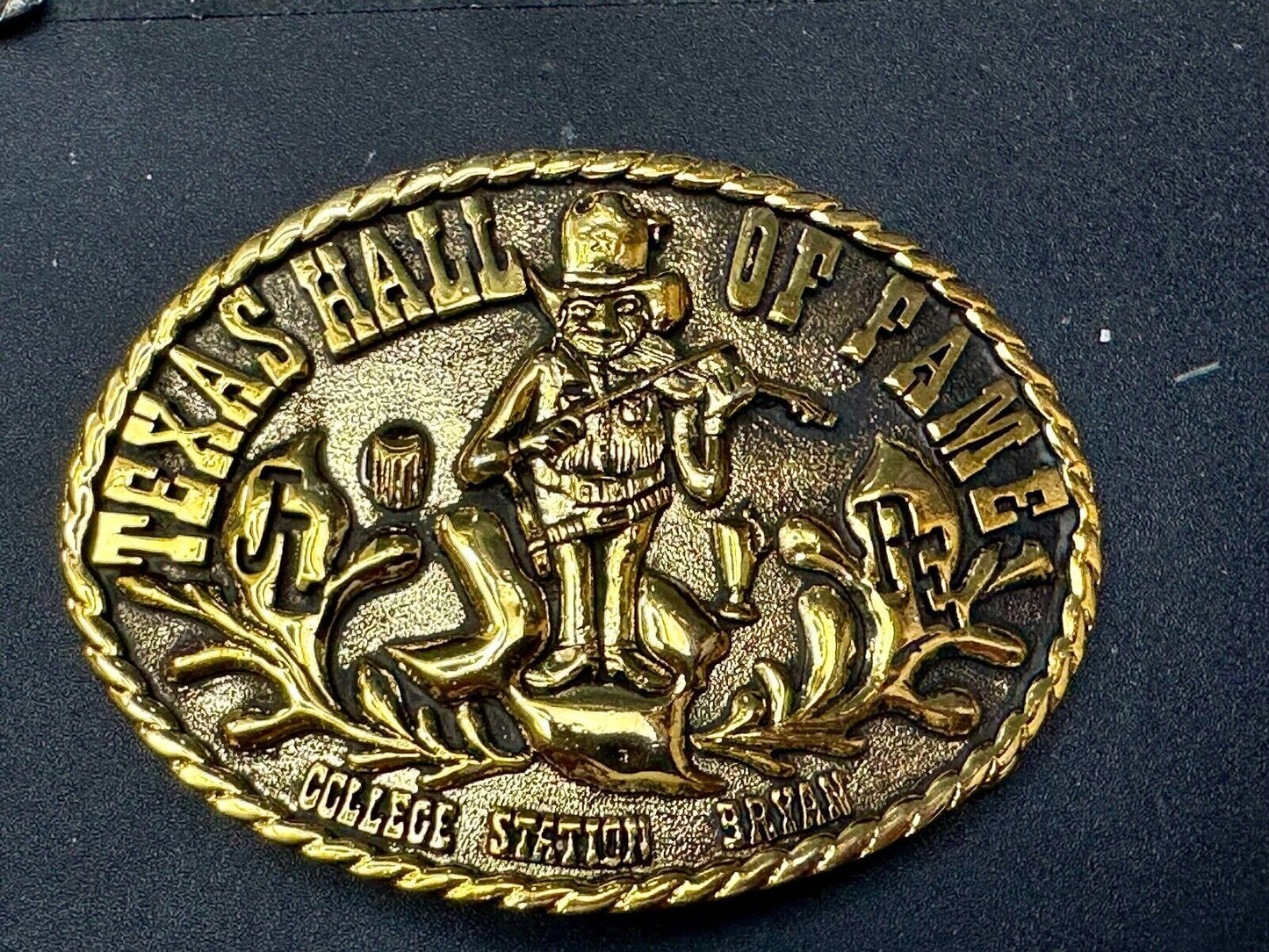Texas Hall of Fame Bryan–College Station Cities Fiddle Music Vintage Belt Buckle