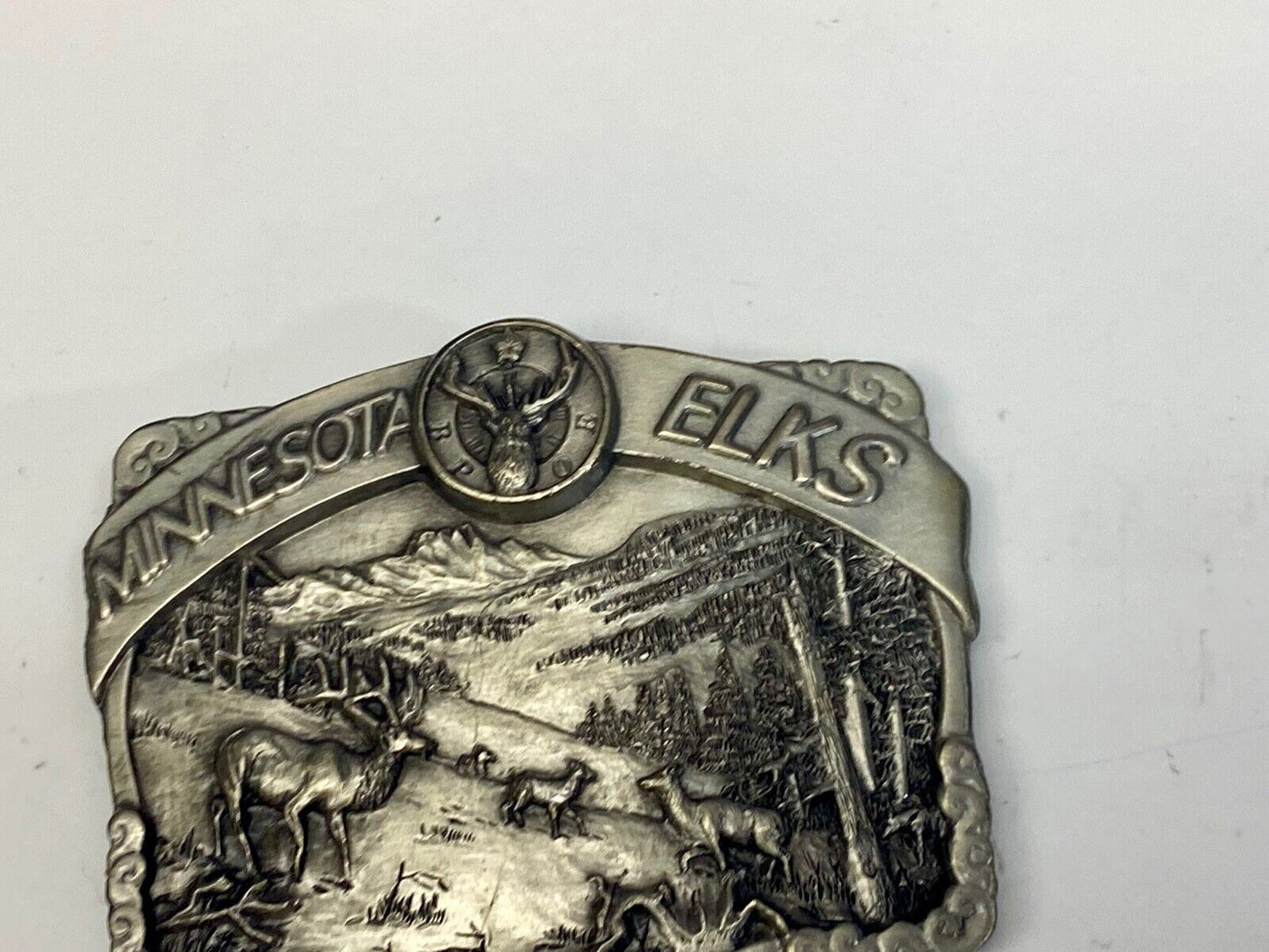 Vintage 1985 The Great State of Minesota - Elks club commemorative belt buckle