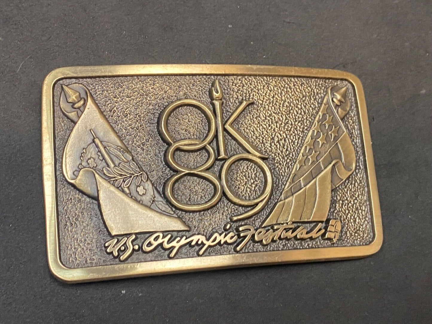 1989 Olympics Festival Commemorative Solid Brass Belt Buckle By Mwt