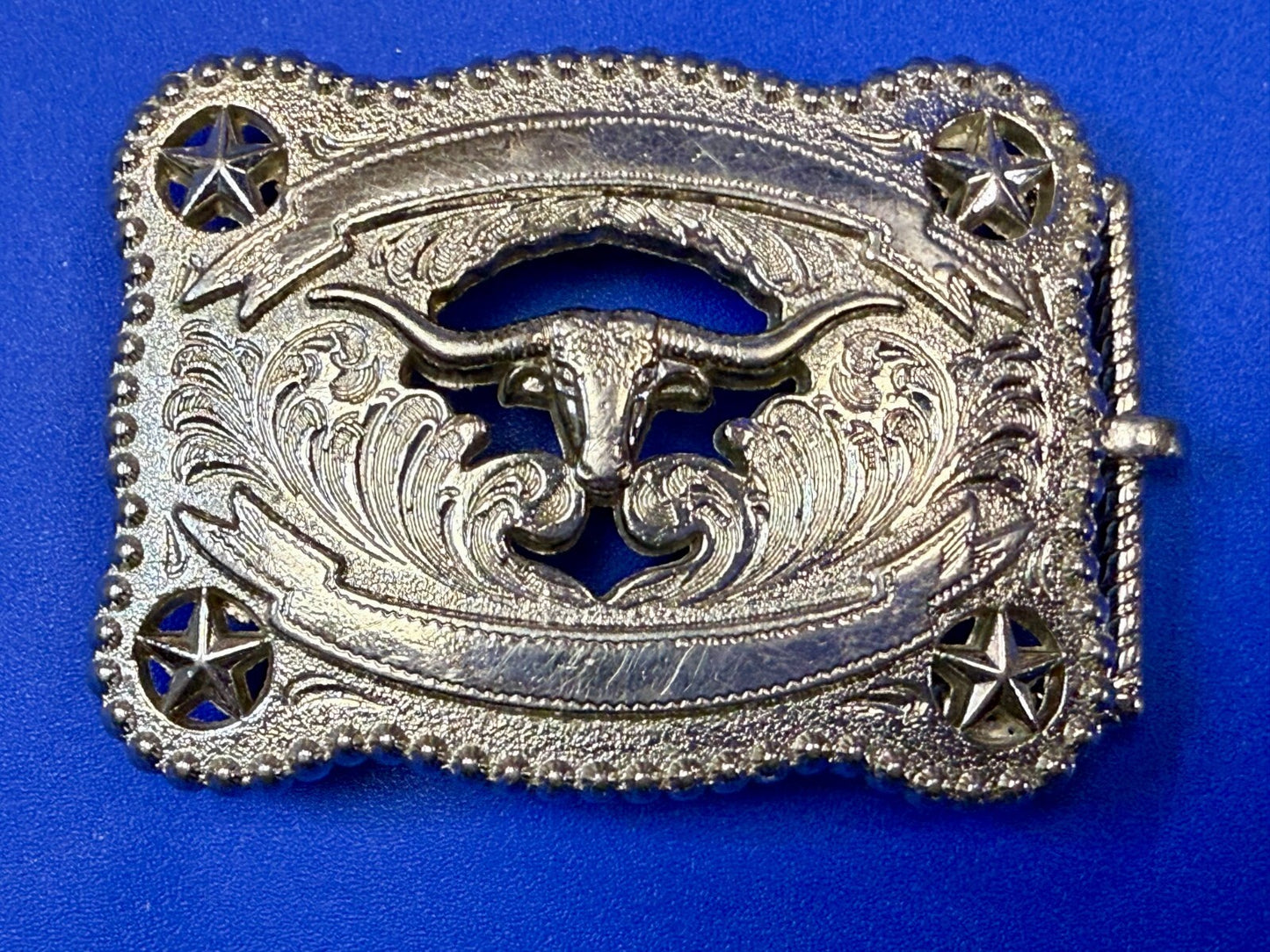 Texas Lonestar Longhorn Cow Bull Head Steer Silver Tone Cowgirls Belt Buckle