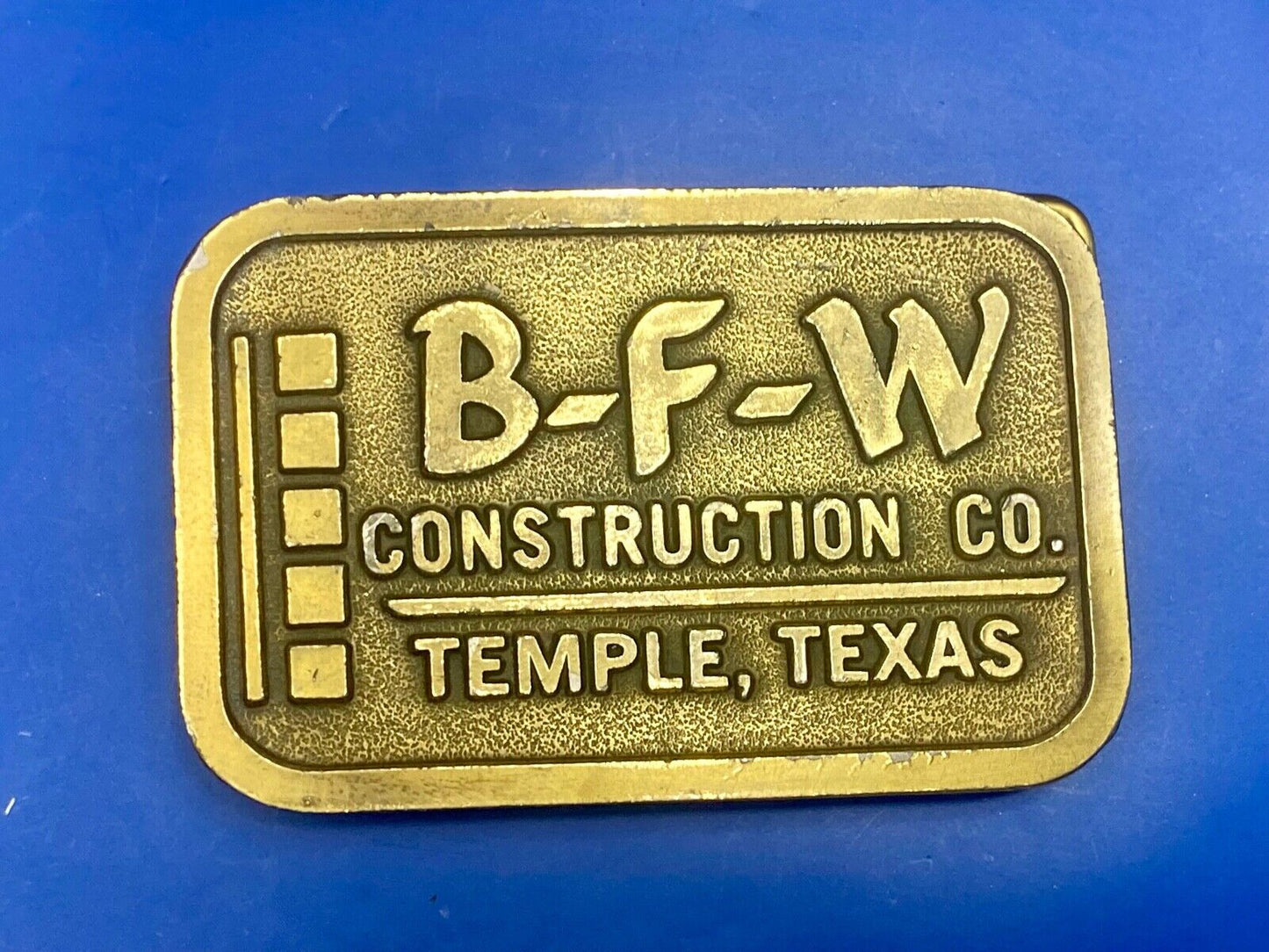 Temple Texas TX B-F-W Construction Company Advertising promo belt buckle