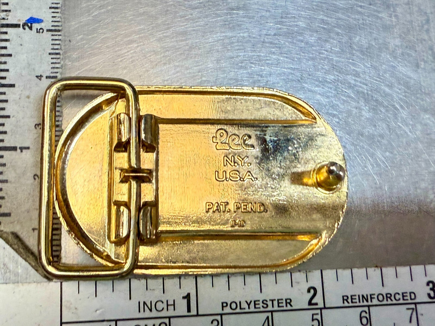 Vintage Custom Initial Letter P Two Tone Lee N.Y Small Belt Buckle
