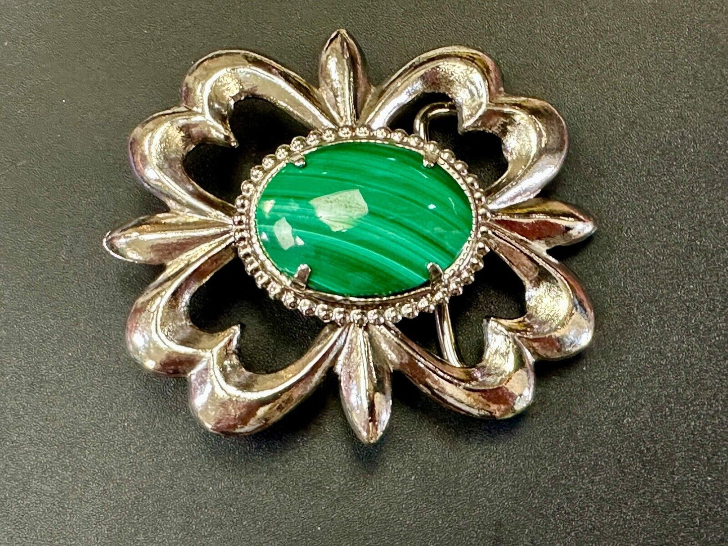 Beautiful Green Malachite Native American Navajo style Cabochon Cab belt buckle