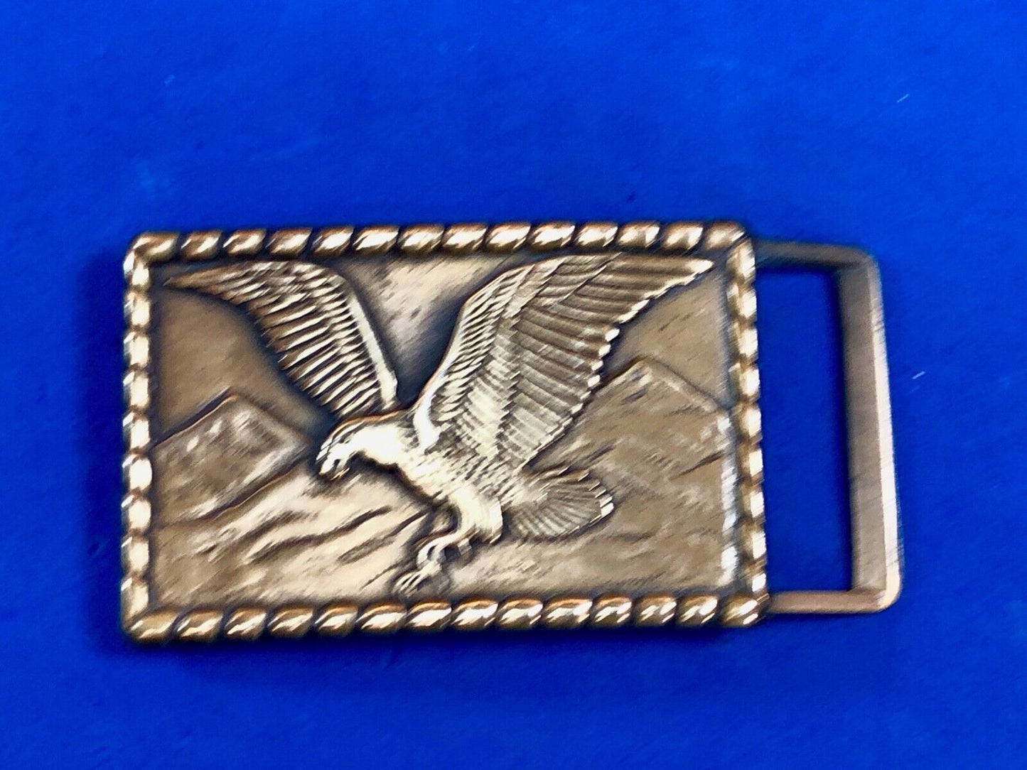 Vintage BRASS TONE or REAL? FLYING EAGLE BELT BUCKLE - western rope boarder