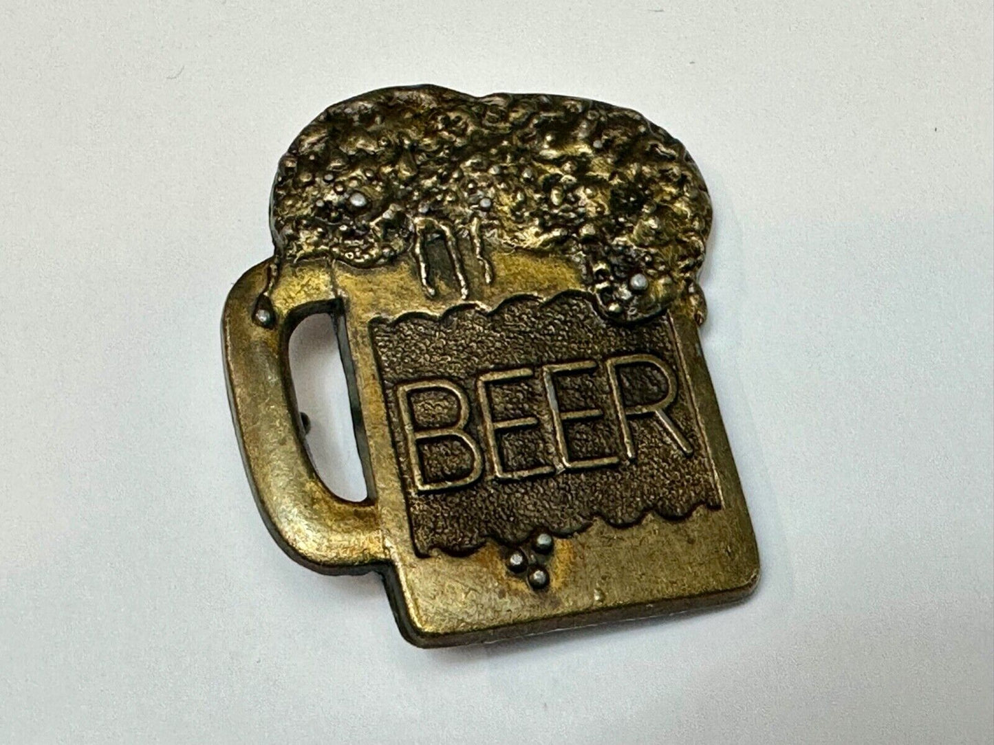 BEER mug - Suds flowing over Vintage cutout shaped belt buckle