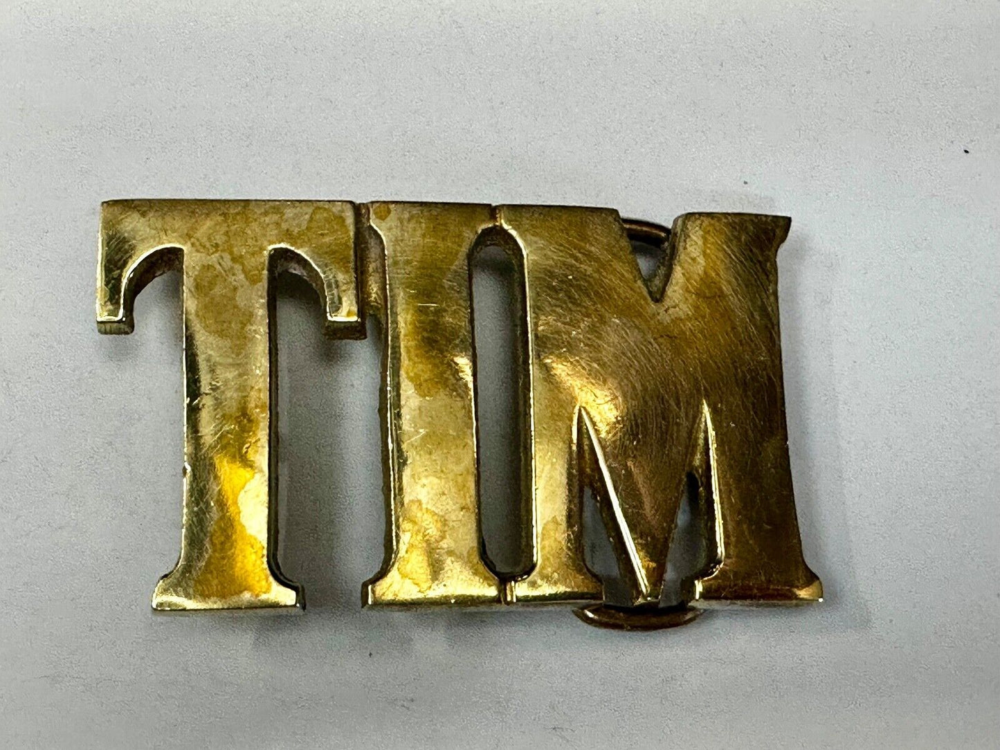 TIM - Custom Name cutout block letters Solid Brass Belt Buckle