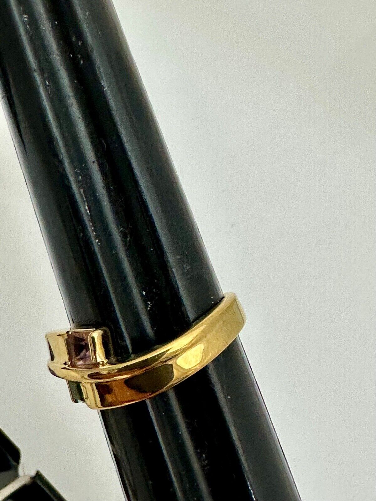 18K Gold Amethyst Peridot Princes Cut Channel Set Modern Wrap Ring Sz 6 3.05g