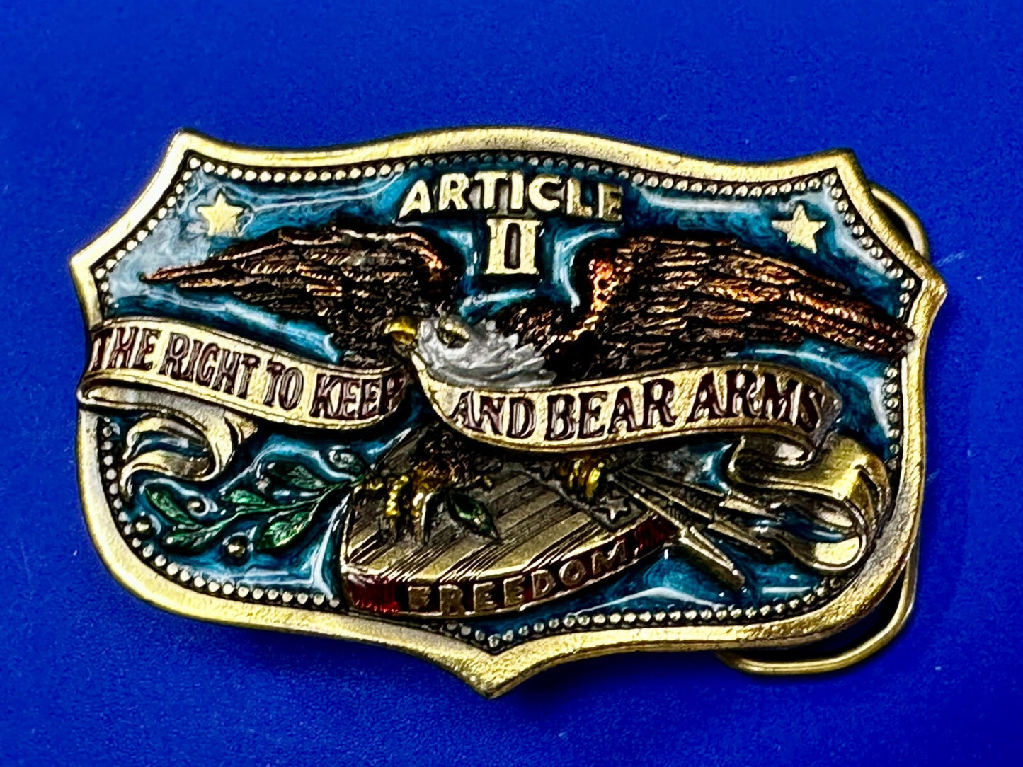 The Right To Keep and Bear Arms Article II VTG 1982 Great American Belt Buckle