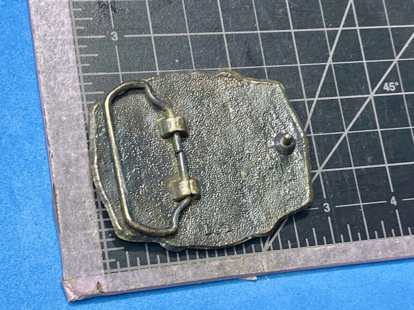 Vintage Kiwanis Club international blue enamel cut out belt buckle