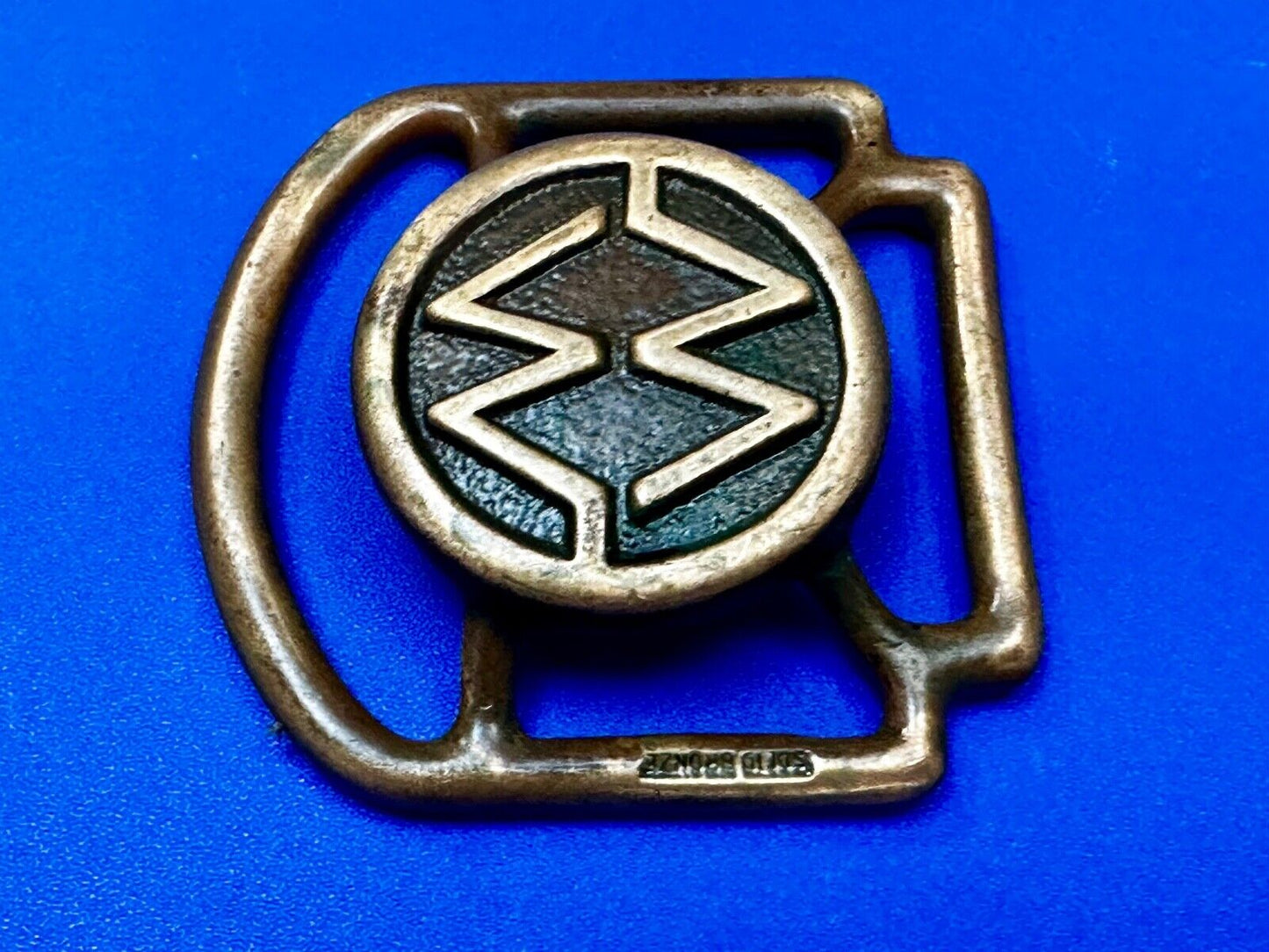 Unique Cutout Saw Waves RARE Hippie Boho Solid Bronze Belt Buckle Scarf Slide