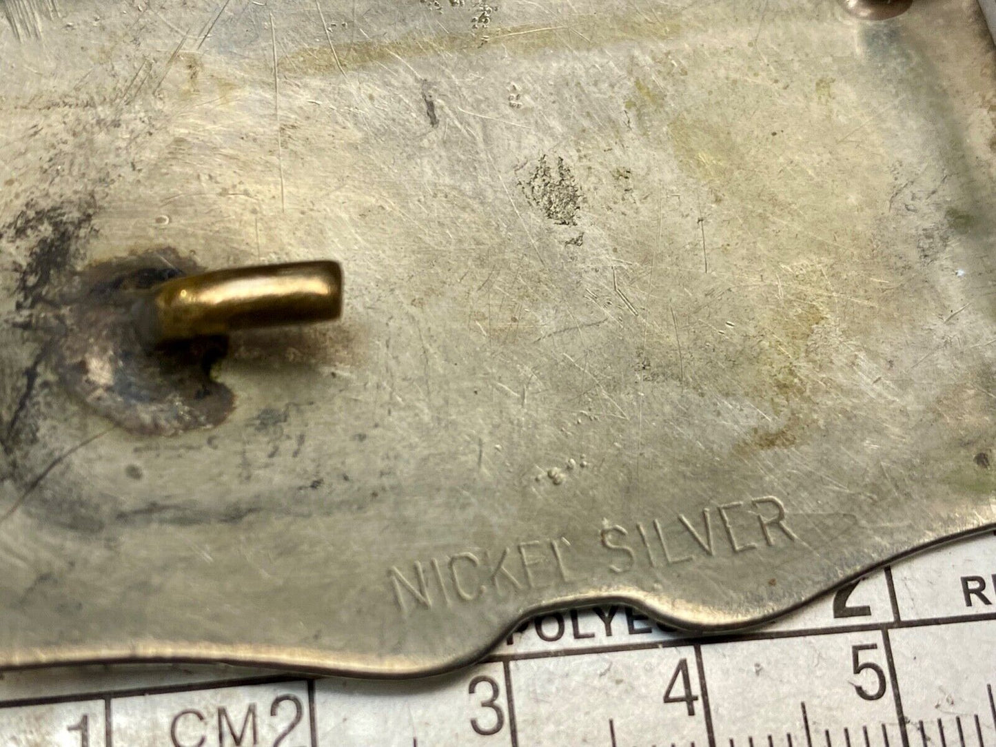 Vintage beat up nickel silver belt buckle missing some of a horse head! REPAIR