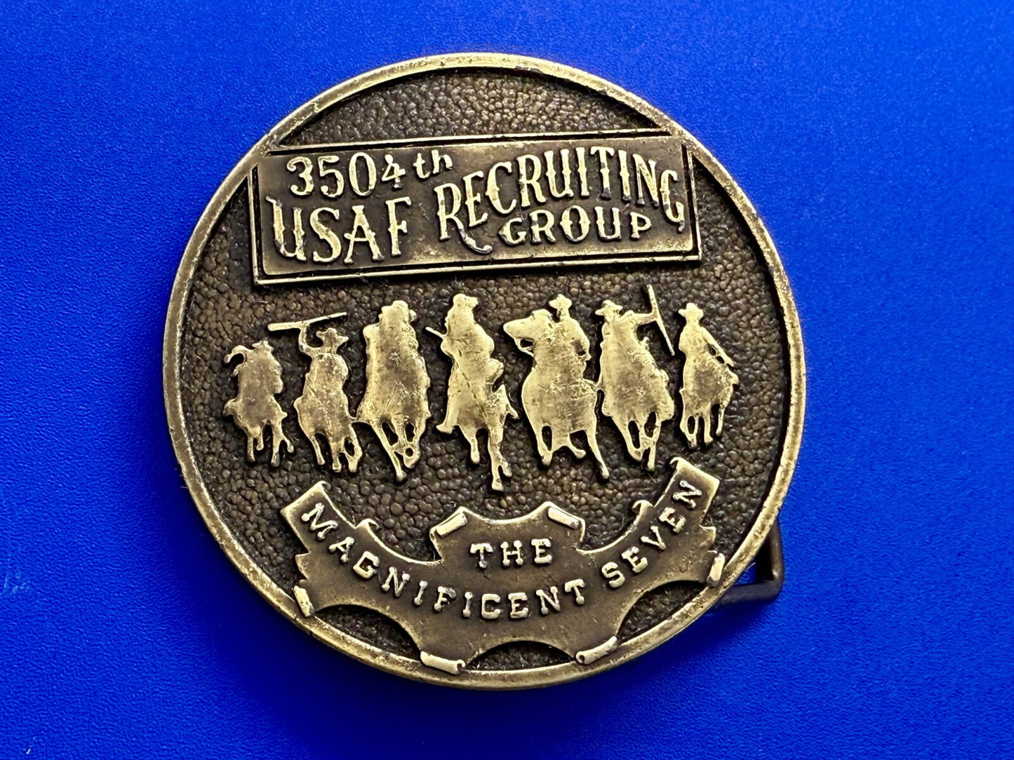 The Magnificent Seven 350 4th USAF Recruiting Top Group Chief Wheat Belt Buckle