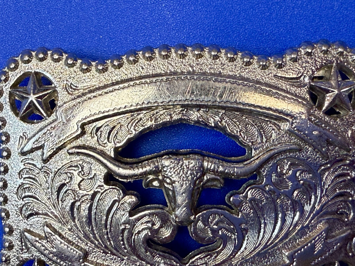Texas Lonestar Longhorn Cow Bull Head Steer Silver Tone Cowgirls Belt Buckle