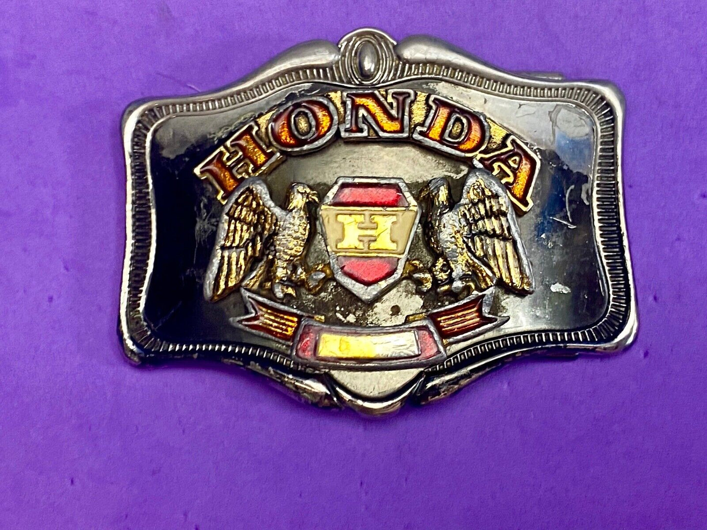 Vintage 1978 Honda H Gold Wing Two Eagle's Logo Western Framed Belt Buckle