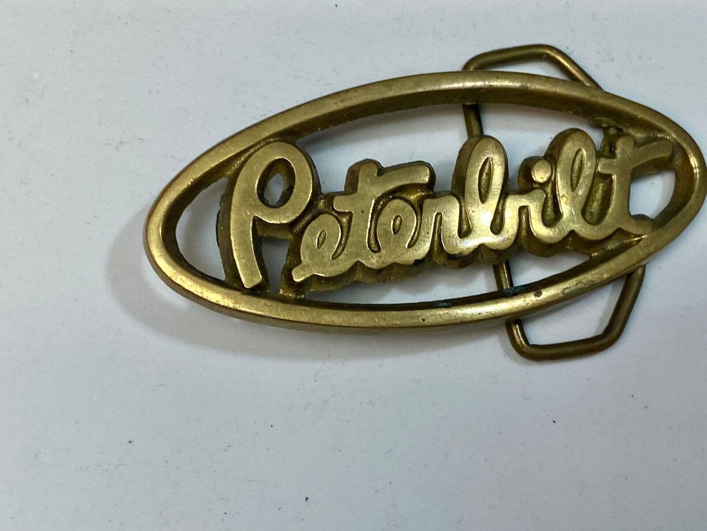 VINTAGE 1970s **PETERBILT** TRUCK ADVERTISEMENT SOLID BRASS SPELLED OUT BUCKLE