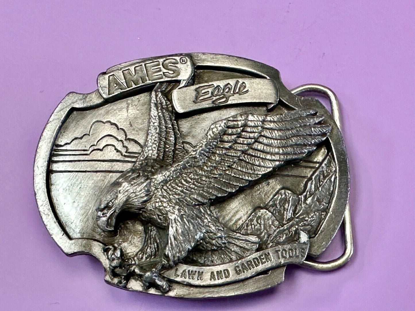 Ames Eagle Lawn and Garden Tools vintage 1987 Siskiyou belt buckle