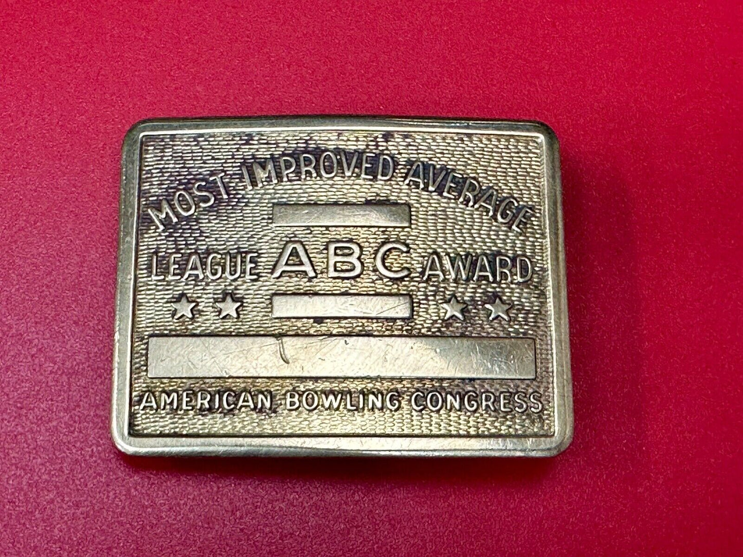 American Bowling Congress BLANK ENGRAVABLE Belt Buckle Most Improved Average