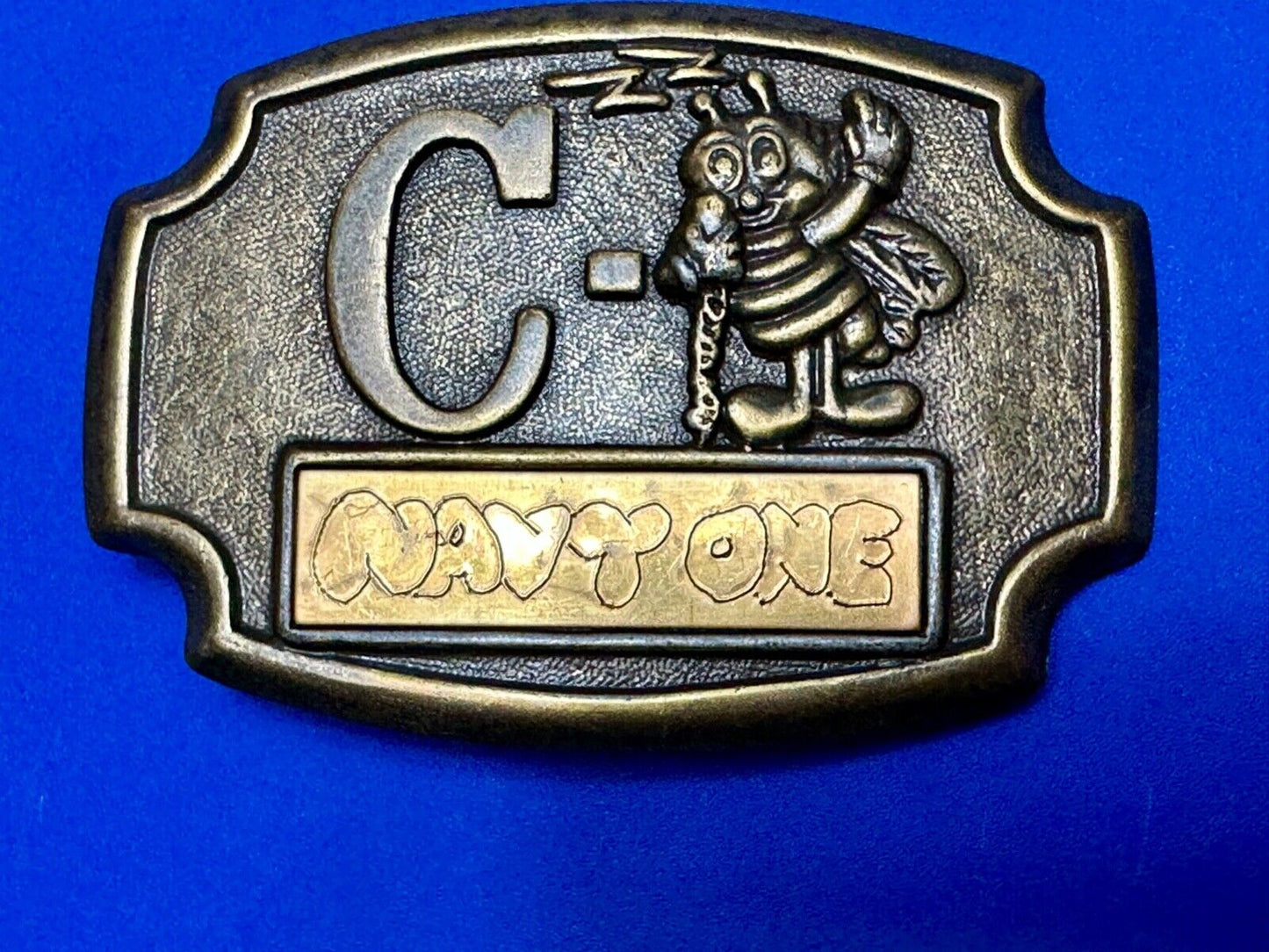 U.S. NAVY SEABEE Letter and Animal - COMBAT WARFARE HERO BELT BUCKLE