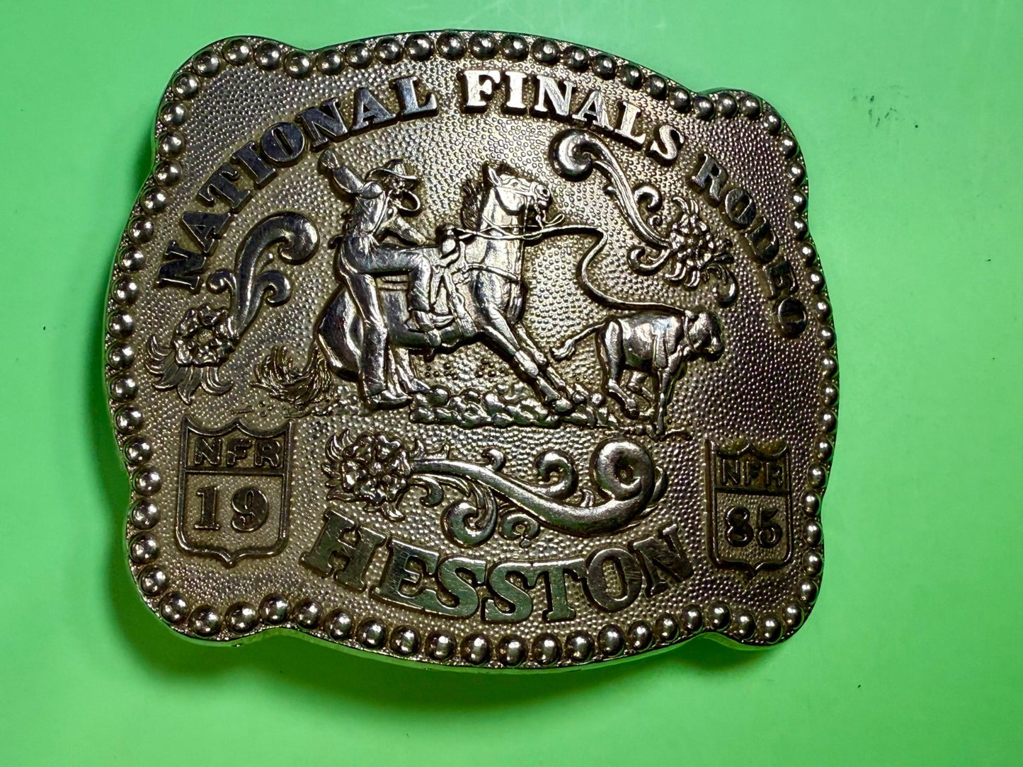 1985 Hesston NFR National Finals Rodeo Calf Roping 3rd Edition Belt Buckle