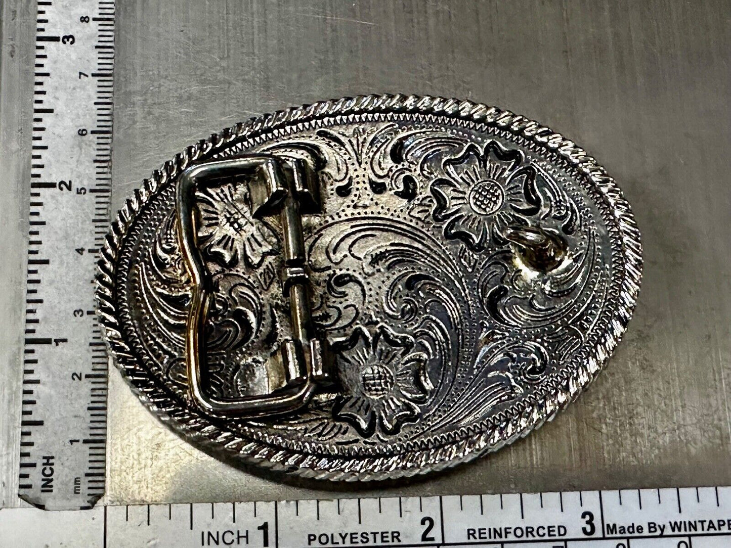 Texas Longhorn Steer Bull Ornate Two-Tone Vintage Oval Belt Buckle