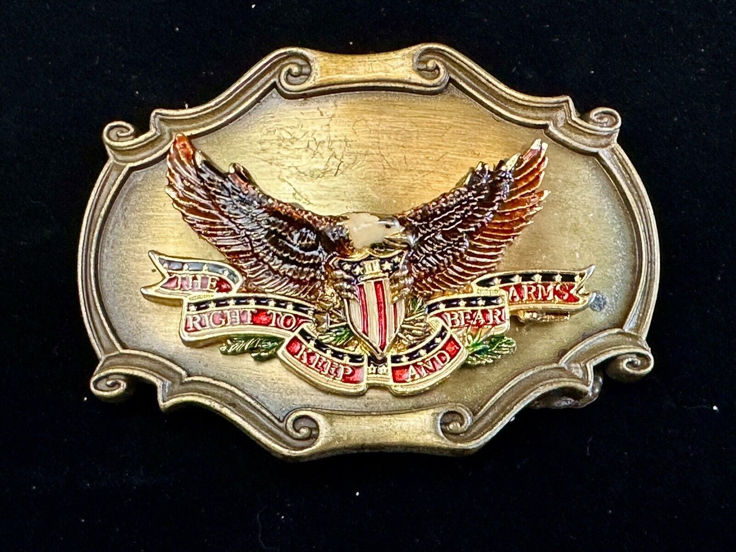 The Right to keep and bear arms USA Eagle Vintage 1978 Raintree belt buckle