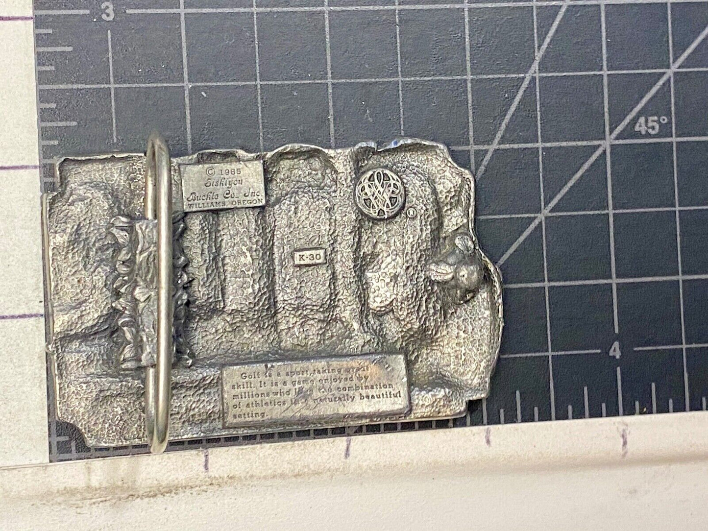 Vintage 1985 GOLF K-30 Lovers 3 D Metal Belt Buckle by Siskiyou perfect gift!