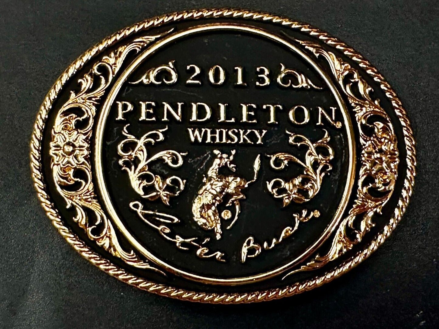 2013 Pendleton Whiskey Let'er Buck Rodeo Cowboy Montana Silversmiths Belt Buckle