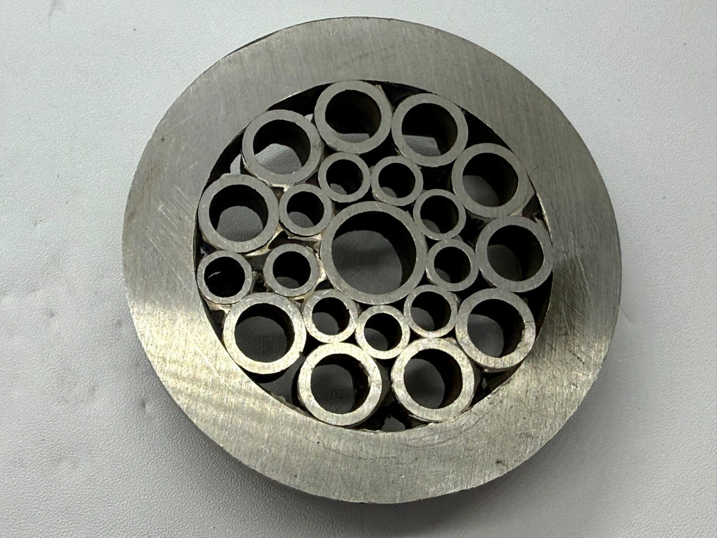 Artisan Welder Art Abstract Open Work Circles Round Silver Color Belt Buckle