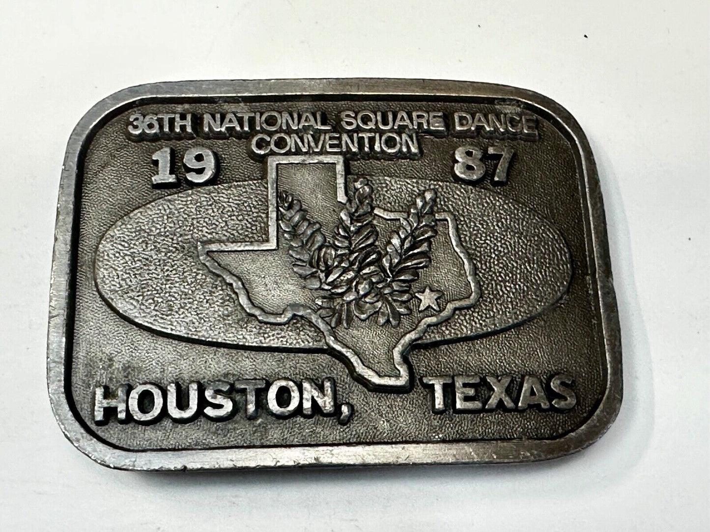 36th National Square Dance Convention 1987 Houston Texas Metal Belt Buckle