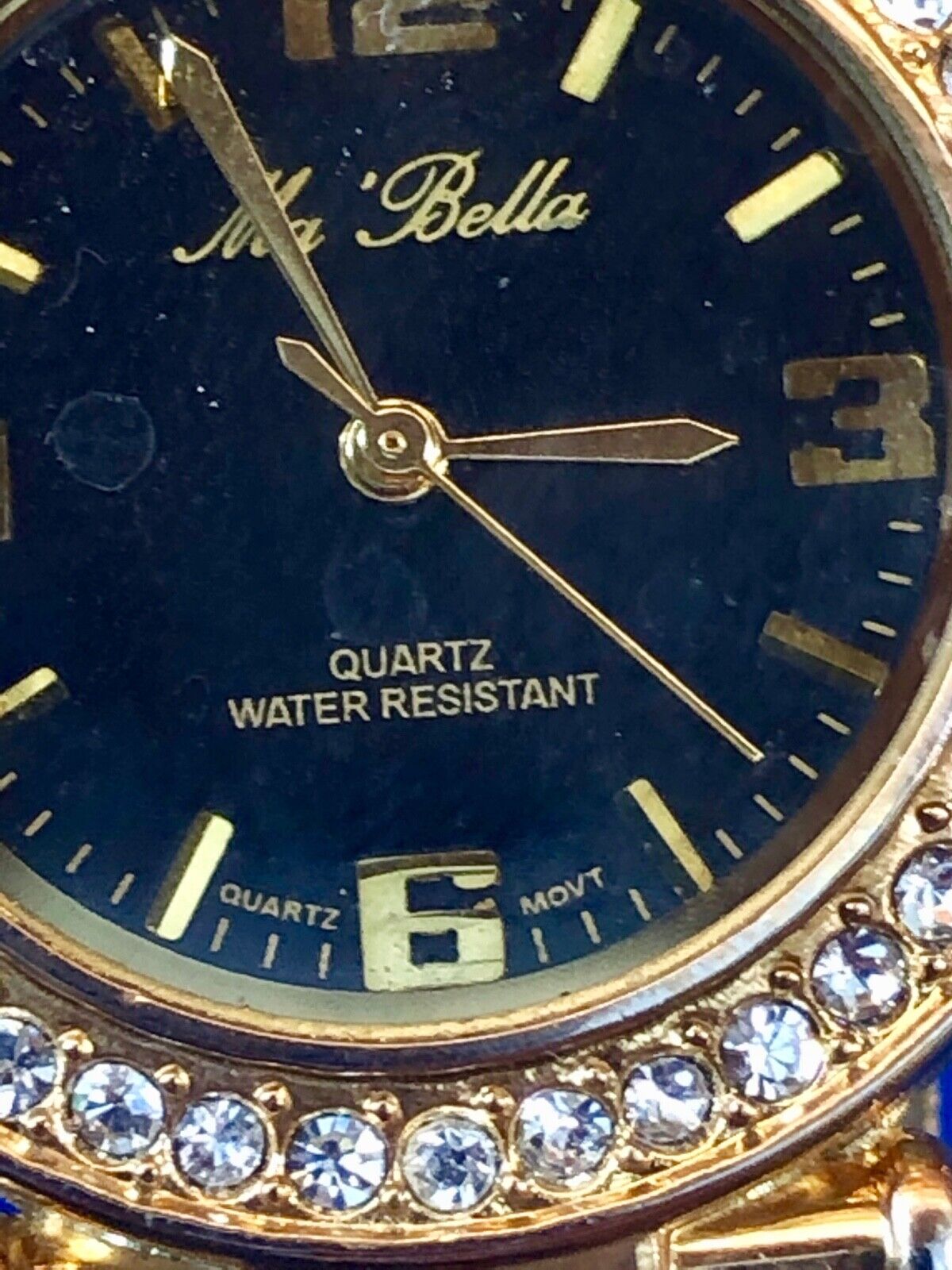 Beautiful Ma bella quartz gold tone women's Ladies watch - rhinestone accents