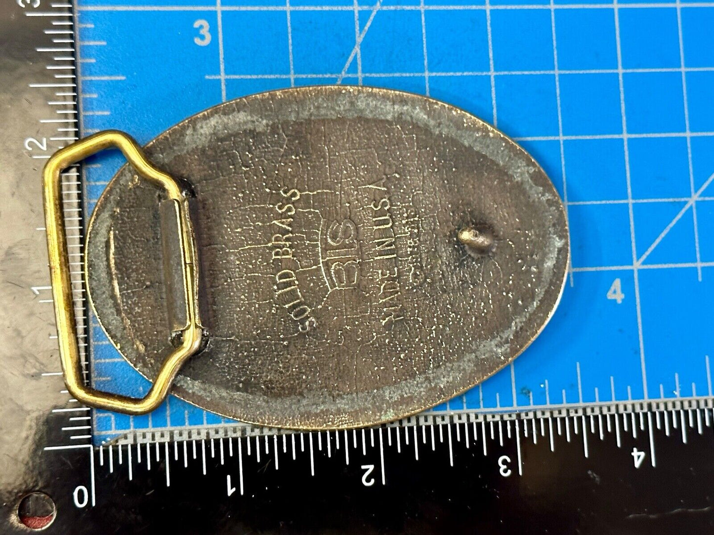 Texas RTEC Cattle Longhorn Cow Brass BTS Cowboy Western vintage belt buckle