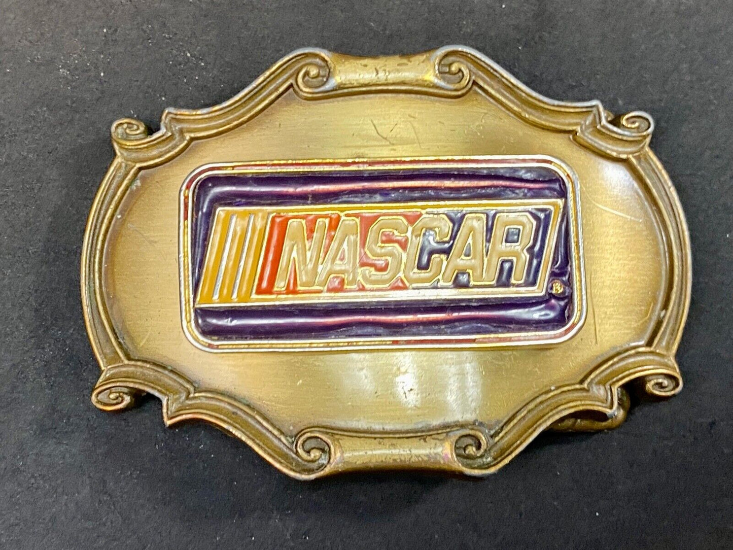 Vintage 70'S Nascar Western Framed Belt Buckle By Raintree - Ultimate Fan Gift!