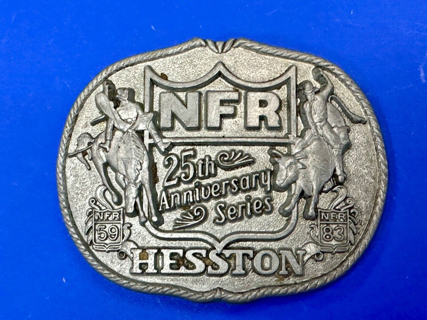 25th Anniversary Series NFR Rodeo Vintage HESSTON Cowboy belt buckle