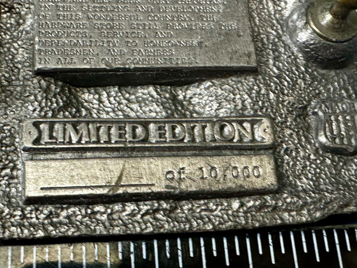 The Hardware Store - Quality Service Dependability Commemorate 1987 Belt Buckle