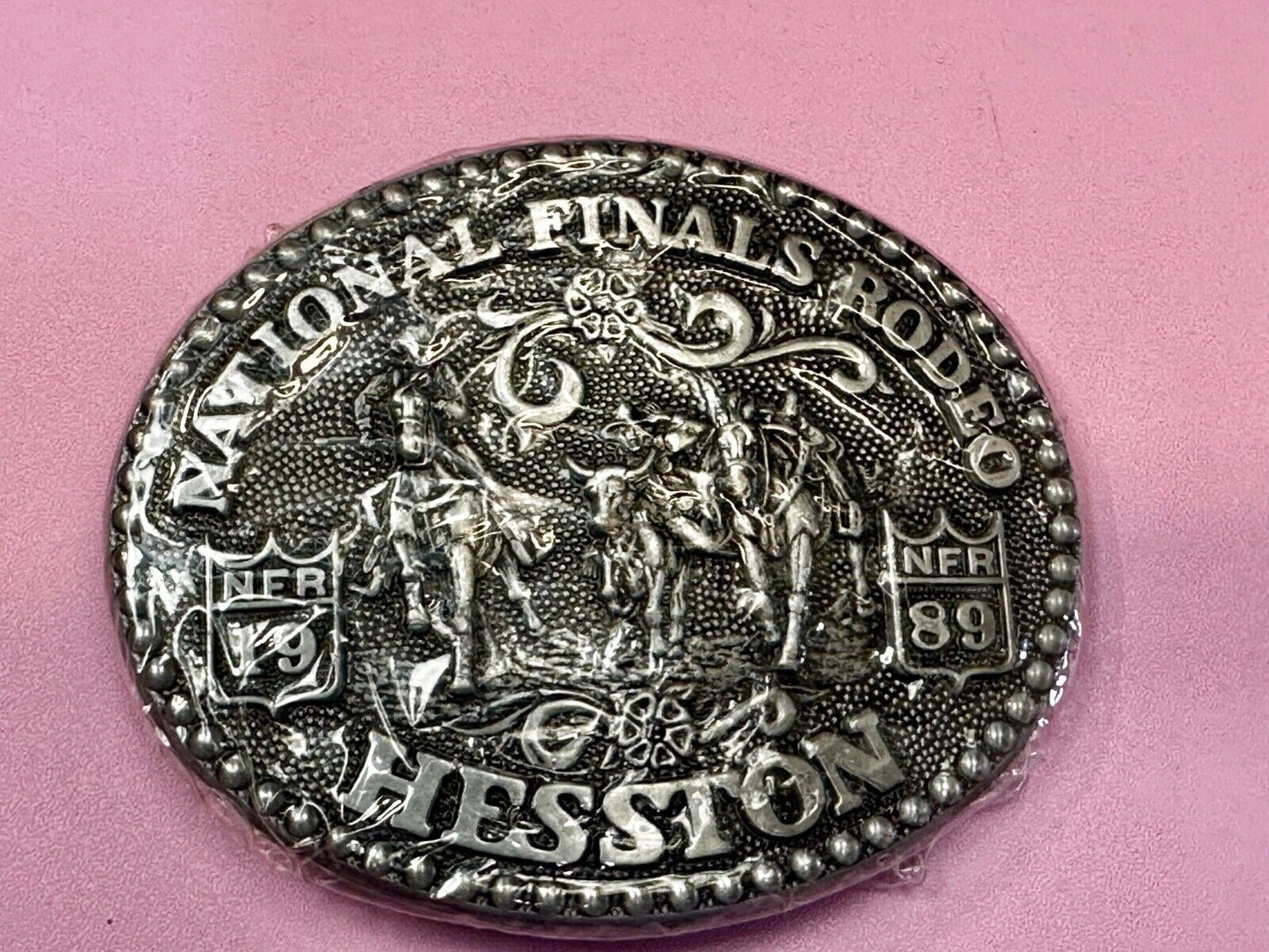 1989 Hesston National Finals Rodeo NFR NOS Collectors Adult Belt Buckle in wrap