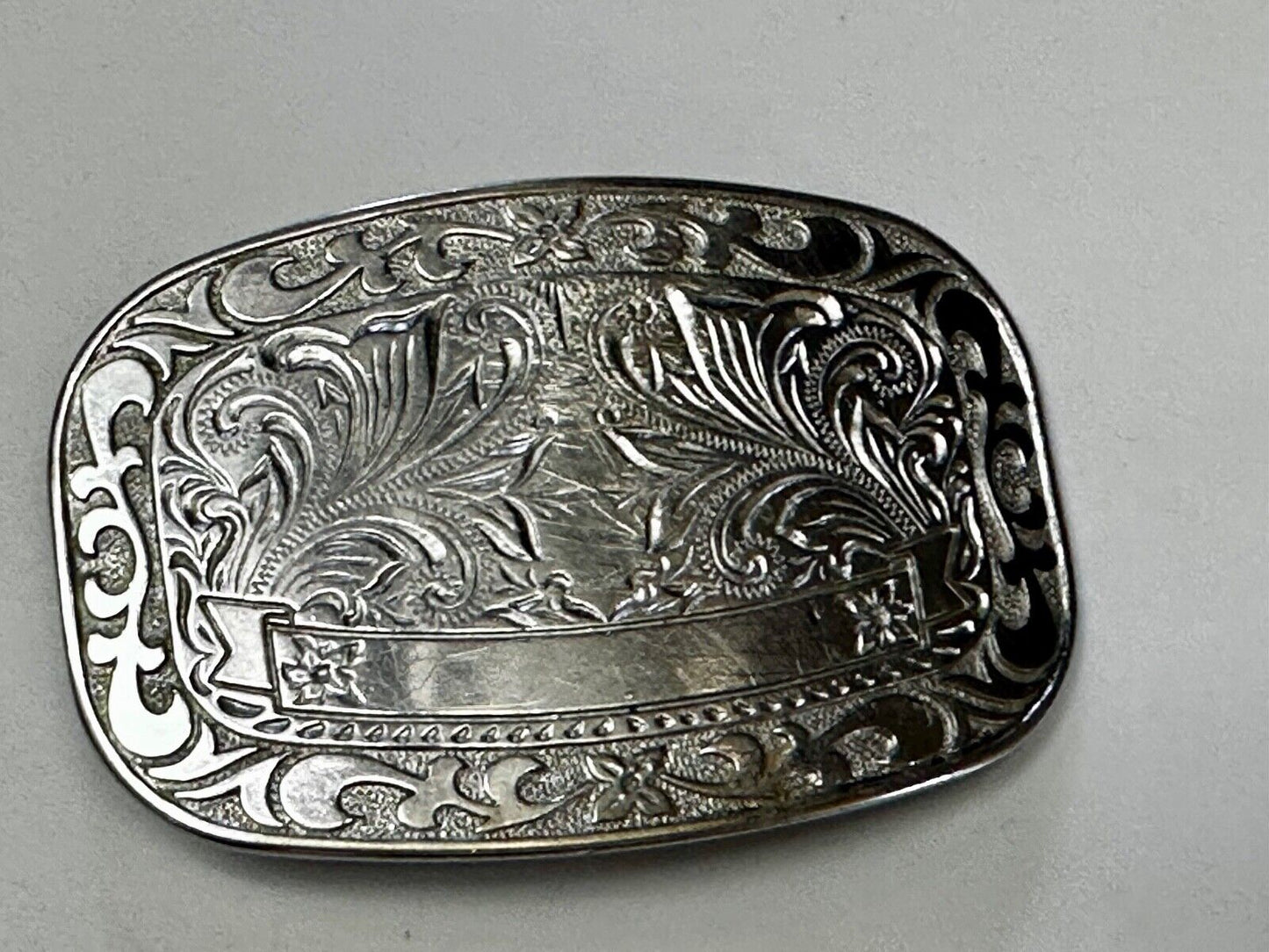 Vintage Blank Award Ribbon Rodeo Trophy Style Ornate Belt Buckle to engrave