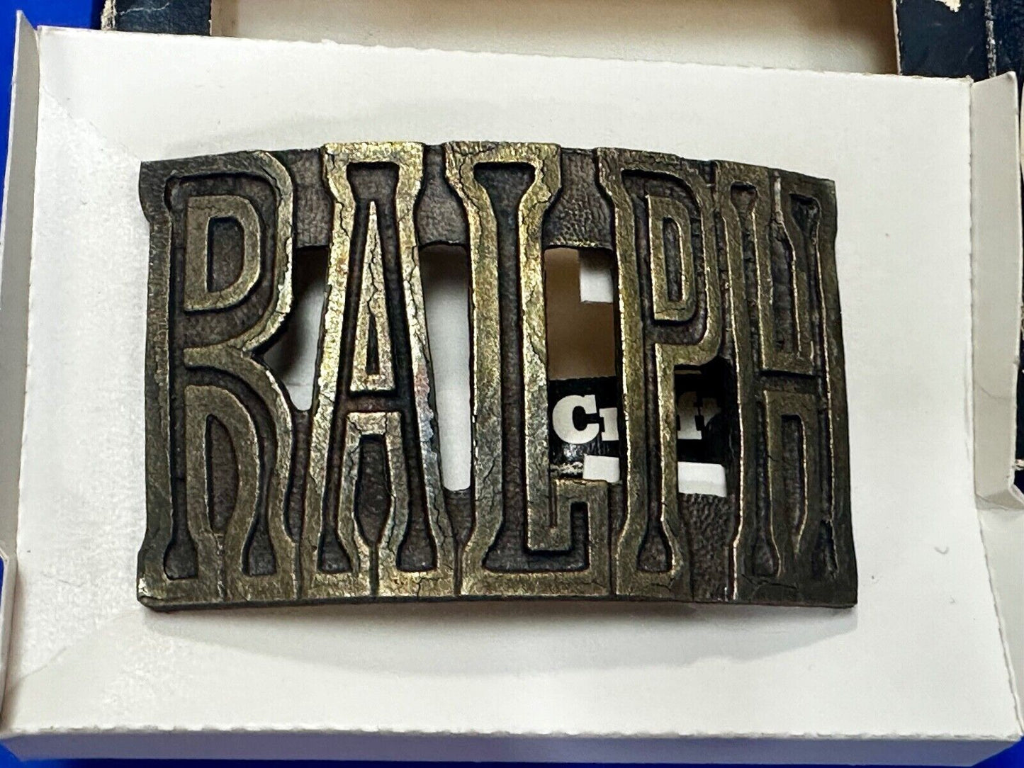 Beautiful Customized Name RALPH Cut-Out Vintage Belt Buckle by THE CHAD - in box