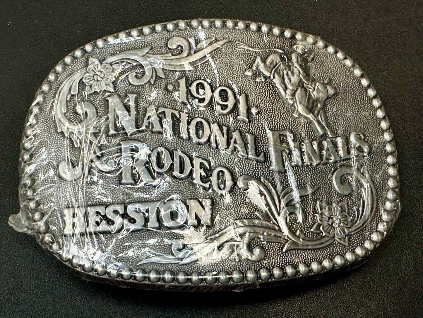 1991 ADM NATIONAL FINALS RODEO ADULT SIZE NFR NOS WESTERN COWBOY BELT BUCKLE