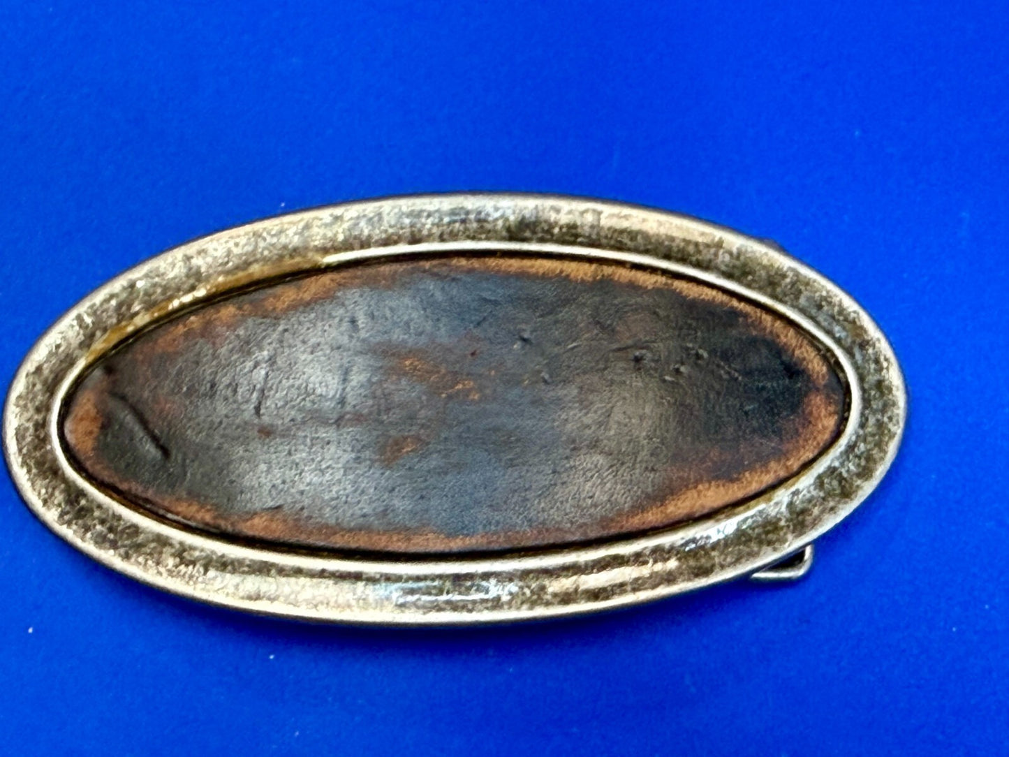 4.5" Wide Retro Simple Plain Faux Leather on Metal Silver Color Belt Buckle