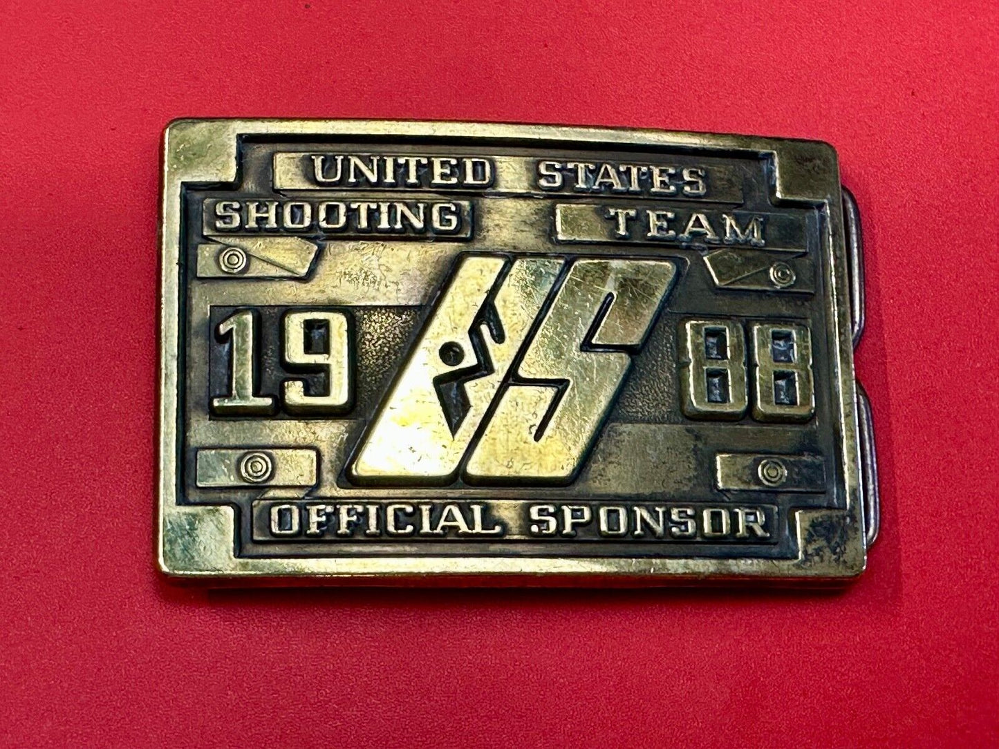 1988 Olympics US Shooting Team USA Belt Buckle Seoul Korea Official Sponsor
