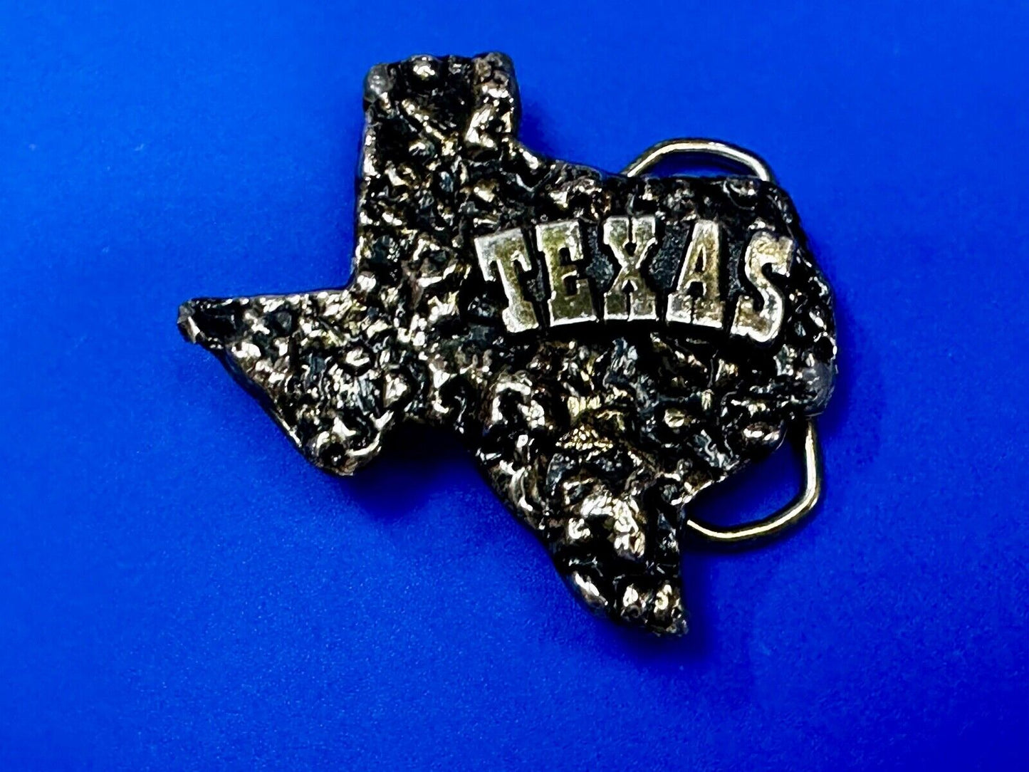 The Great State of Texas Cutout Map shaped Vintage Belt Buckle marked W