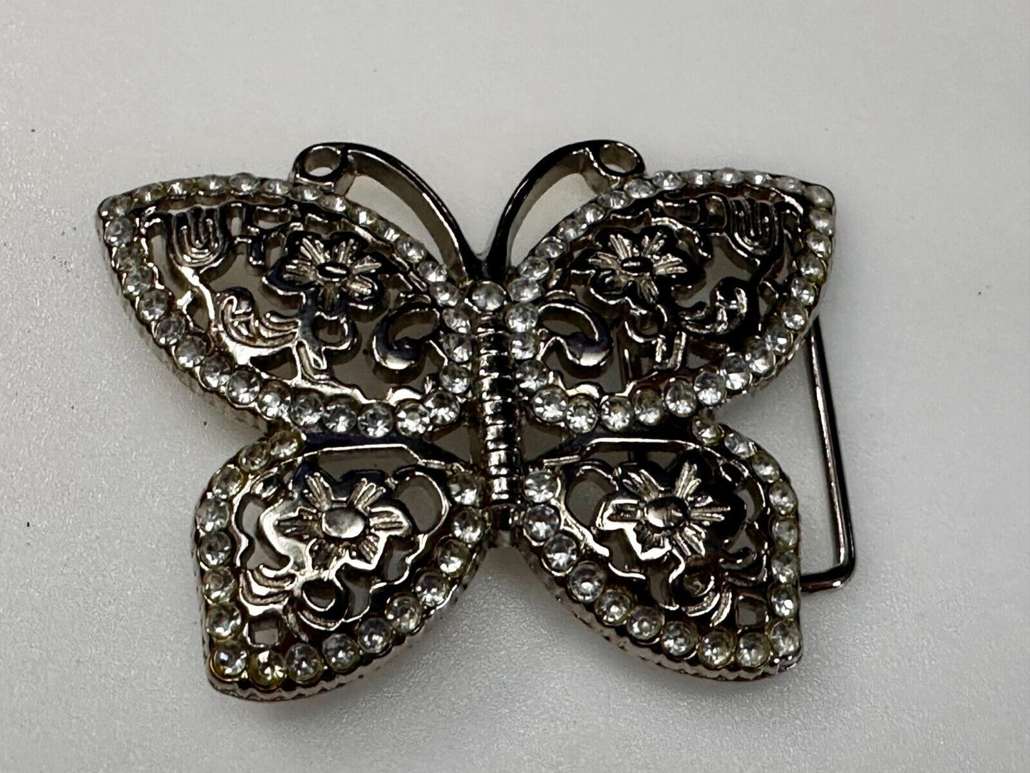 Beautiful Sparkling Butterfly Rhinestone Covered See Through Hippy Belt Buckle