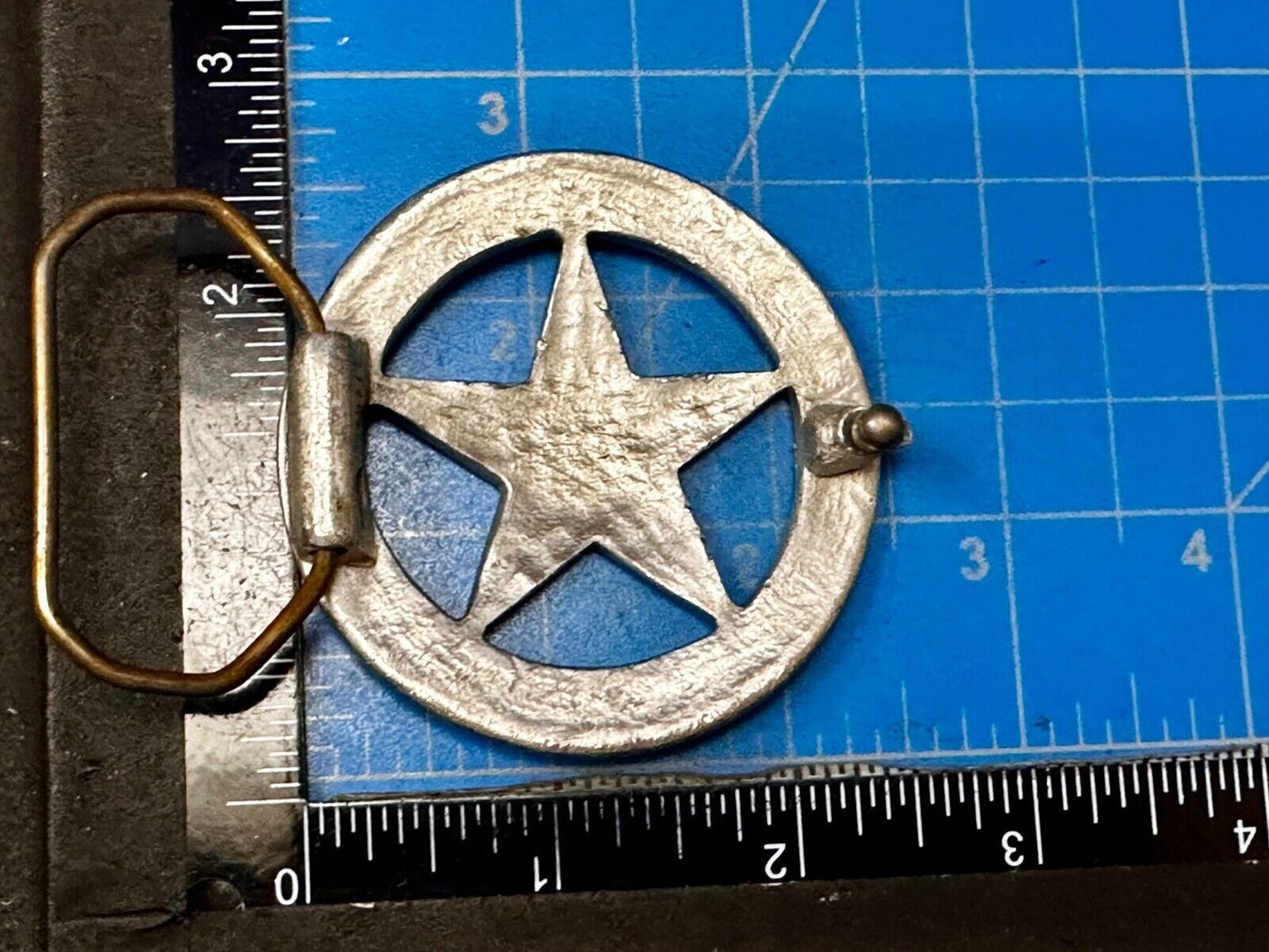 Vintage Deputy Sheriff Badge Cut Out Figural silver tone Belt Buckle
