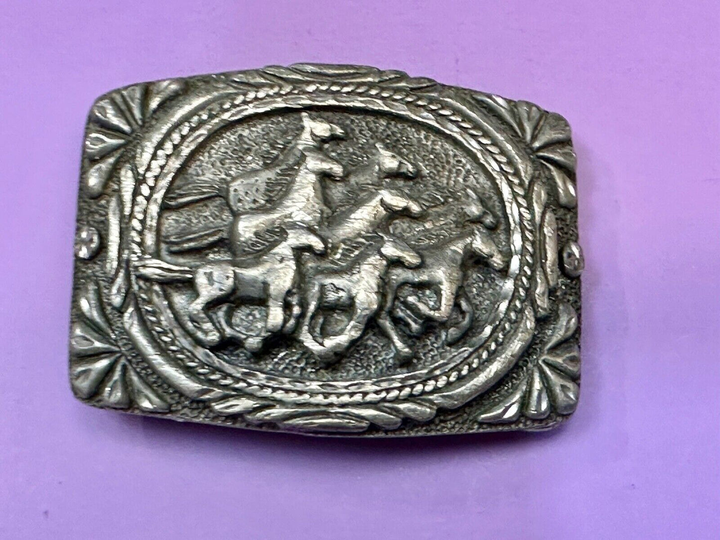 Texas longhorn - Vintage EGE 93 laser diamond etched cut Belt Buckle